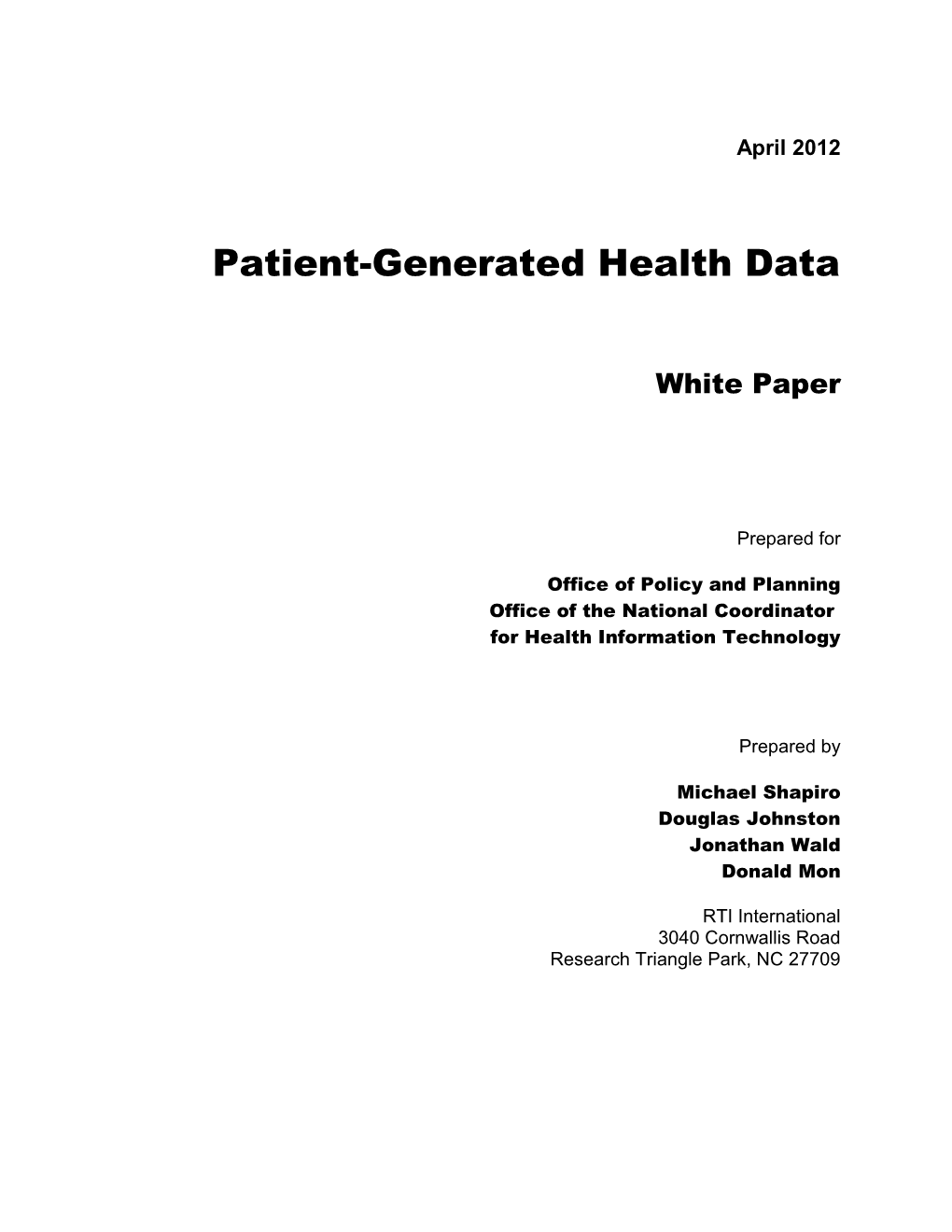 Patient-Generated Health Data