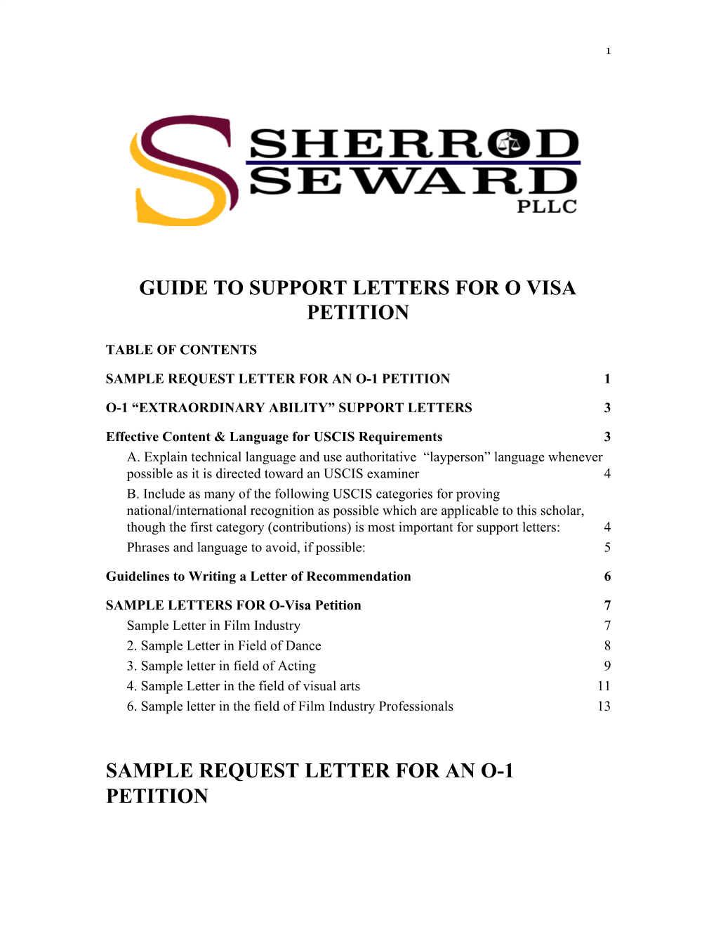 Guide to Support Letters for O Visa Petition