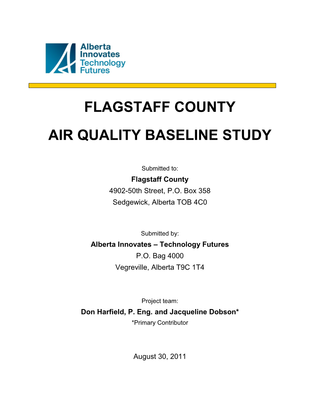 Flagstaff County Air Quality Baseline Study