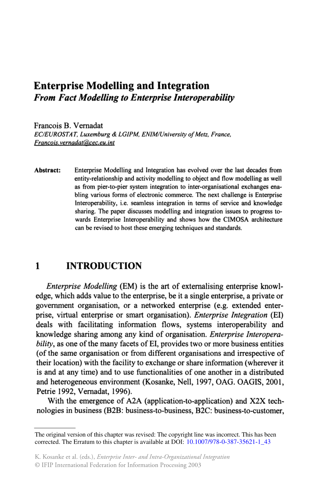 Enterprise Modelling and Integration from Fact Modelling to Enterprise Interoperability