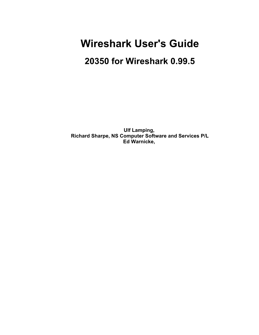 Wireshark User's Guide 20350 for Wireshark 0.99.5
