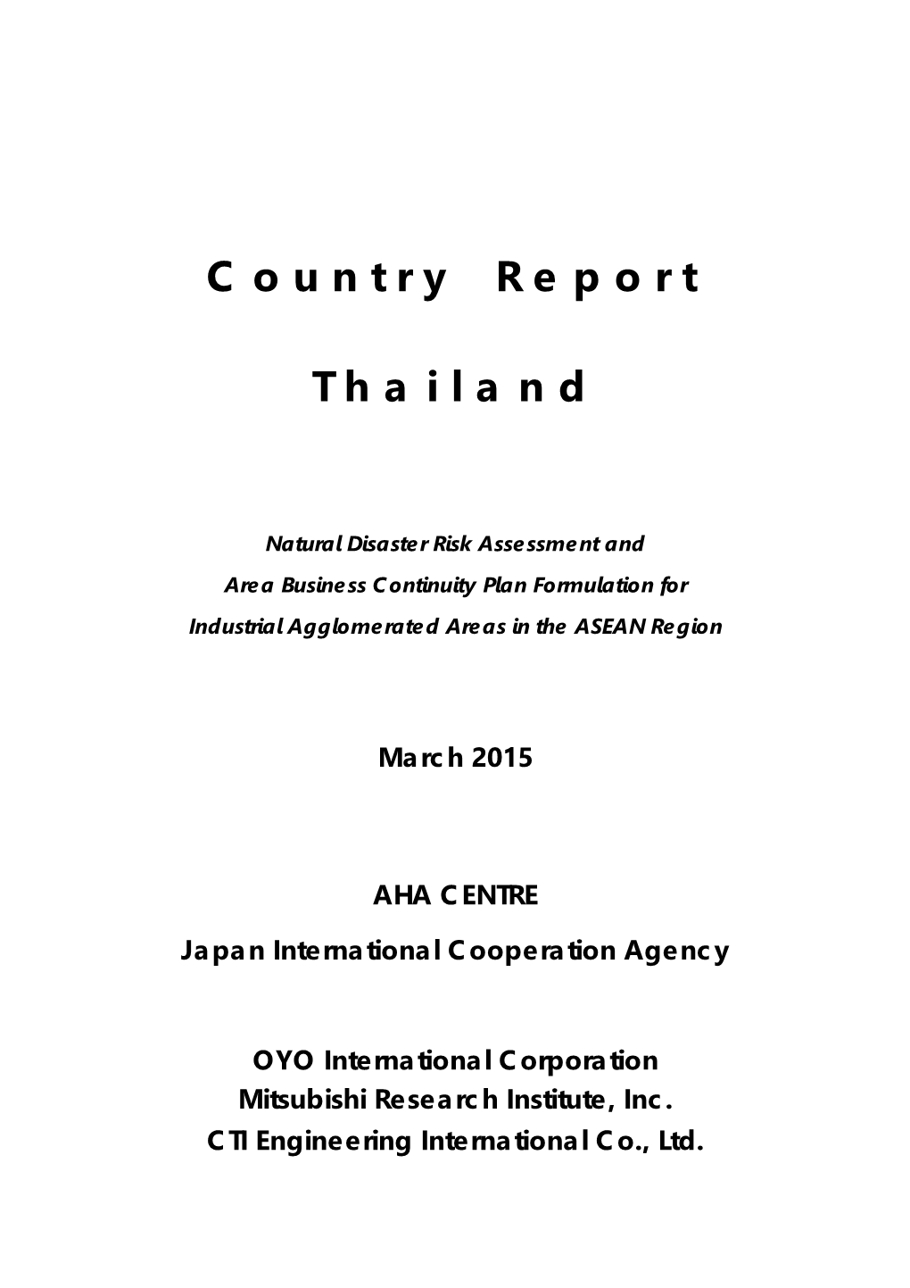 Country Report THAILAND", Pp