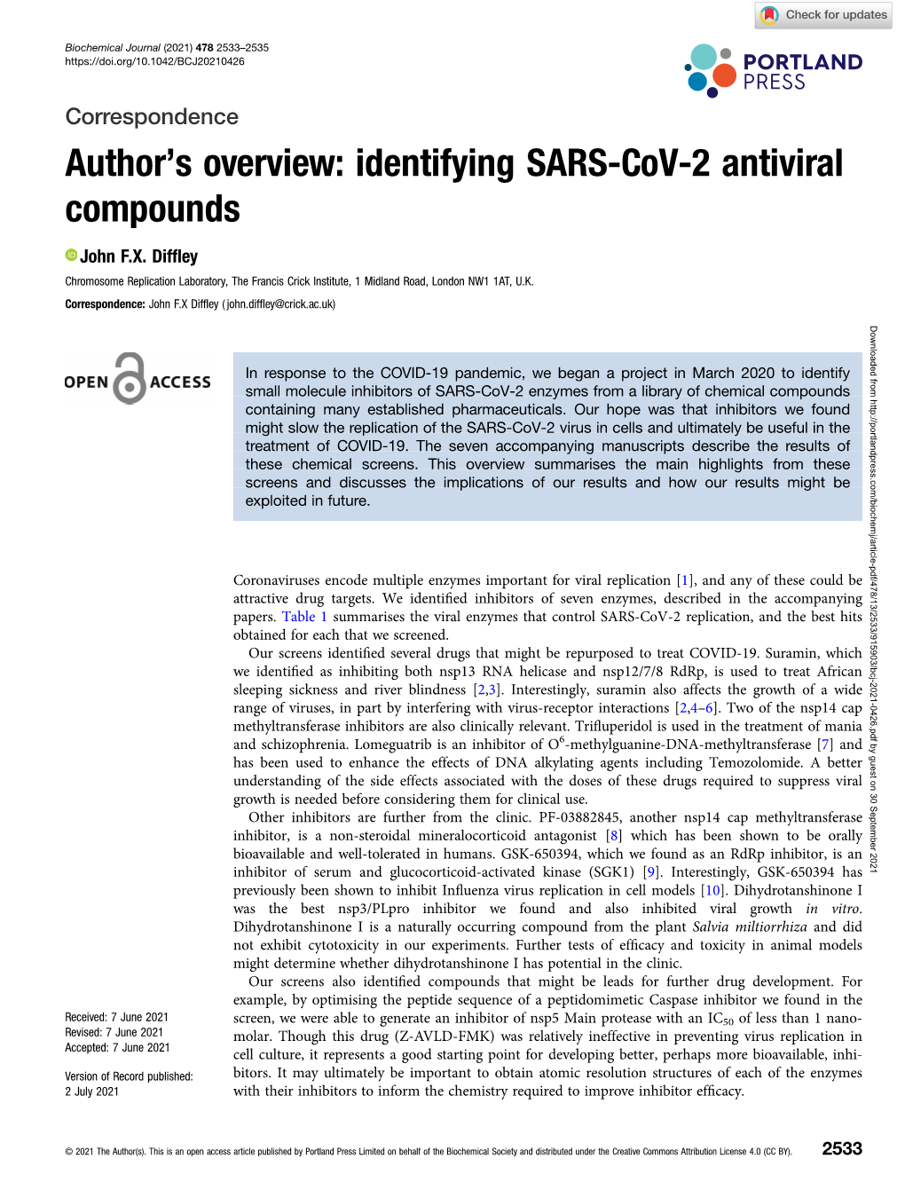 Identifying SARS-Cov-2 Antiviral Compounds