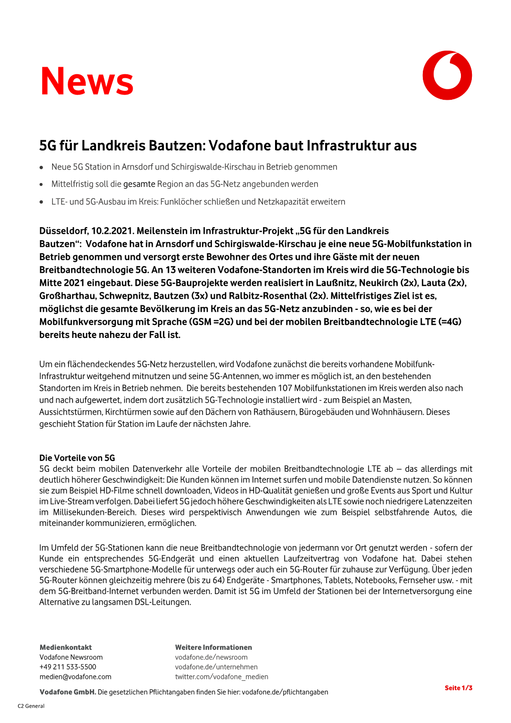 5G Für Landkreis Bautzen: Vodafone Baut Infrastruktur