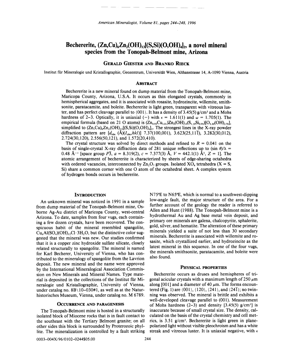 Species from the Tonopah-Belmont Mine, Arizona