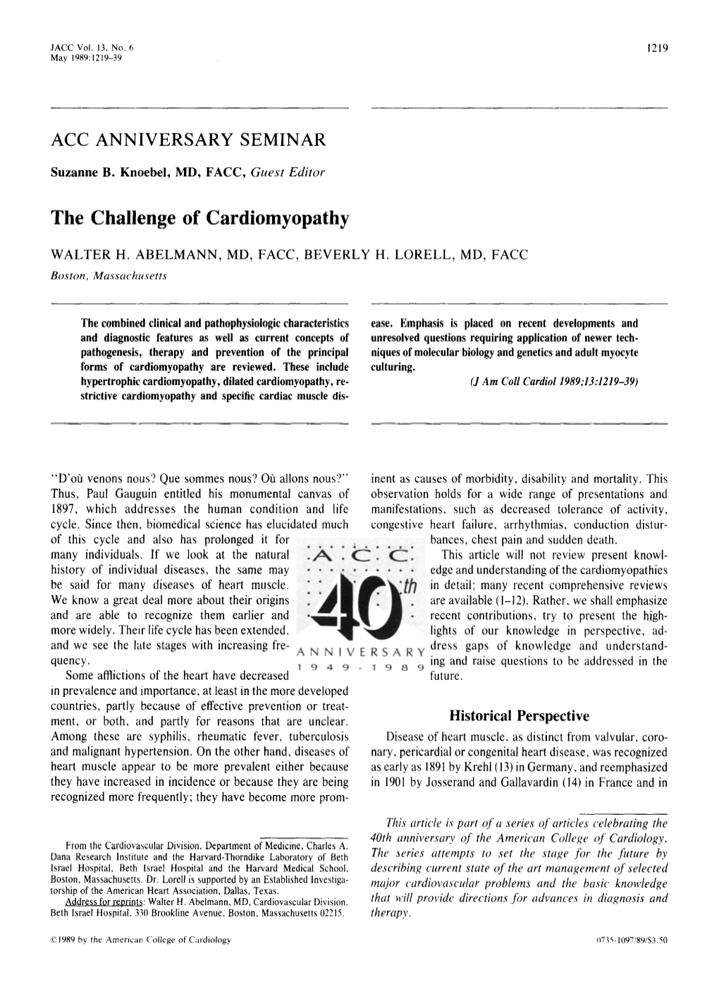 The Challenge of Cardiomyopathy