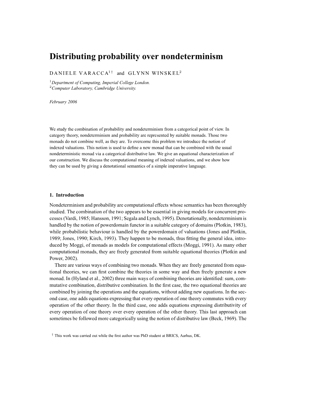 Distributing Probability Over Nondeterminism