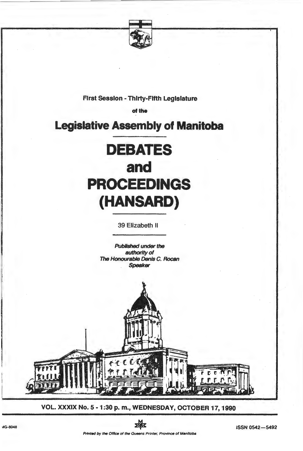 DEBATES and PROCEEDINGS (HANSARD)