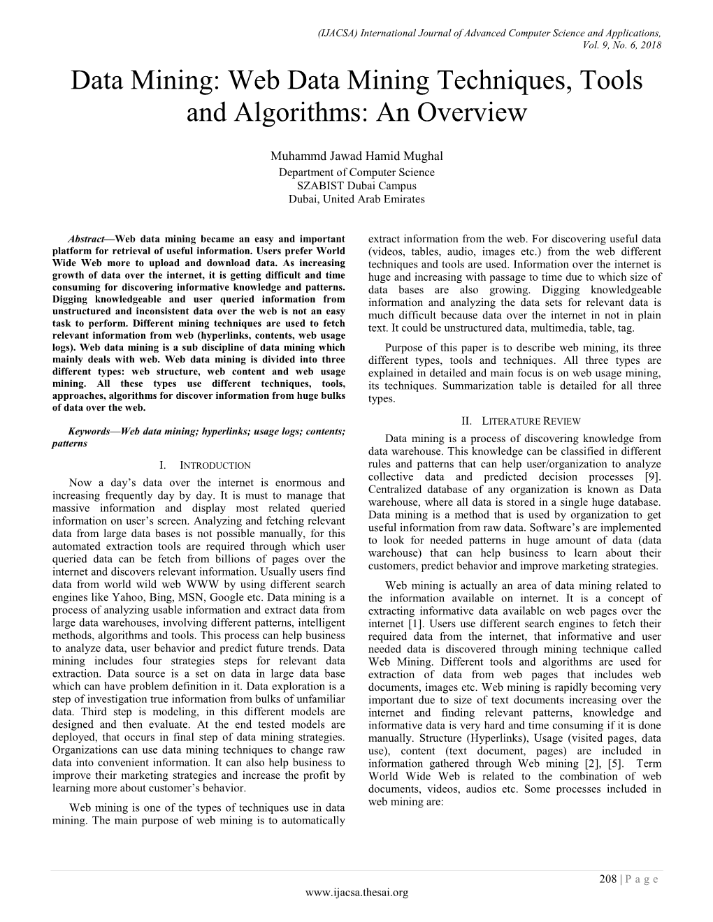 Web Data Mining Techniques, Tools and Algorithms: an Overview