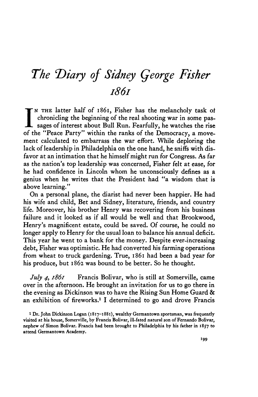 The T&gt;Iary of Sidney Qeorge Fisher