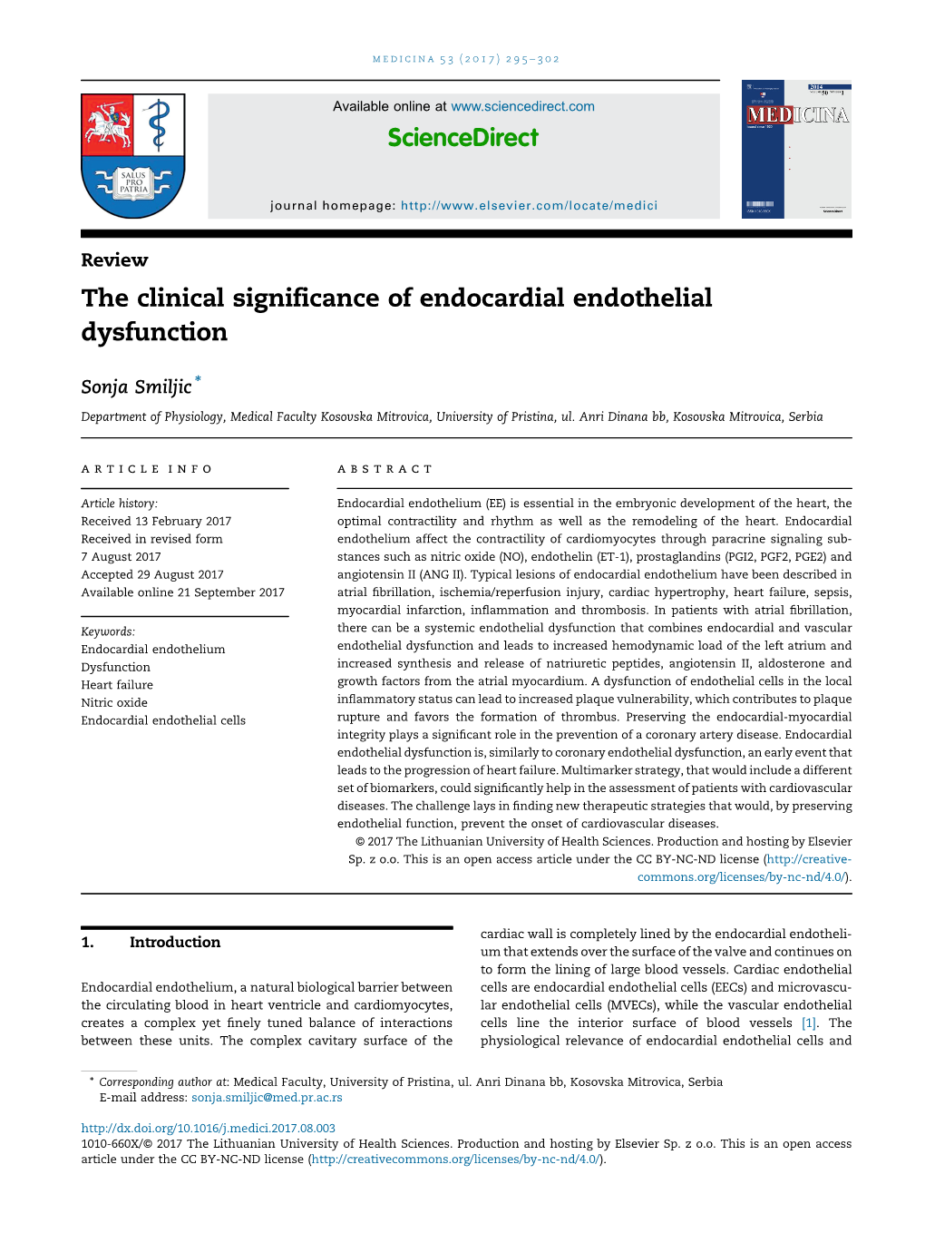 The Clinical Significance of Endocardial Endothelial Dysfunction