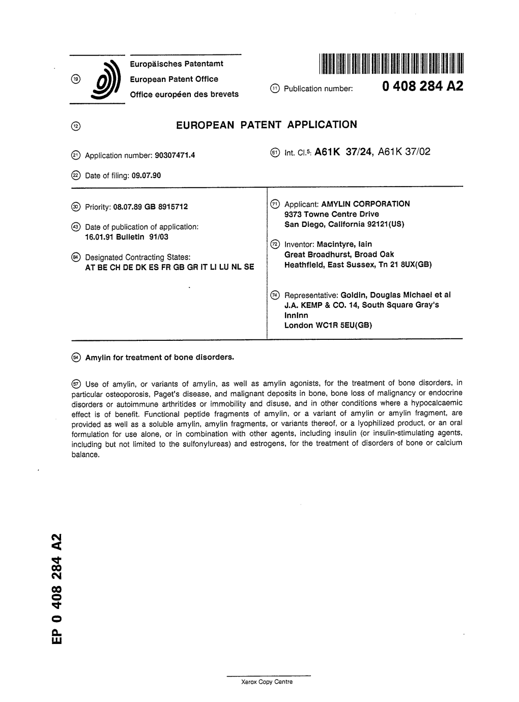 Amylin for Treatment of Bone Disorders