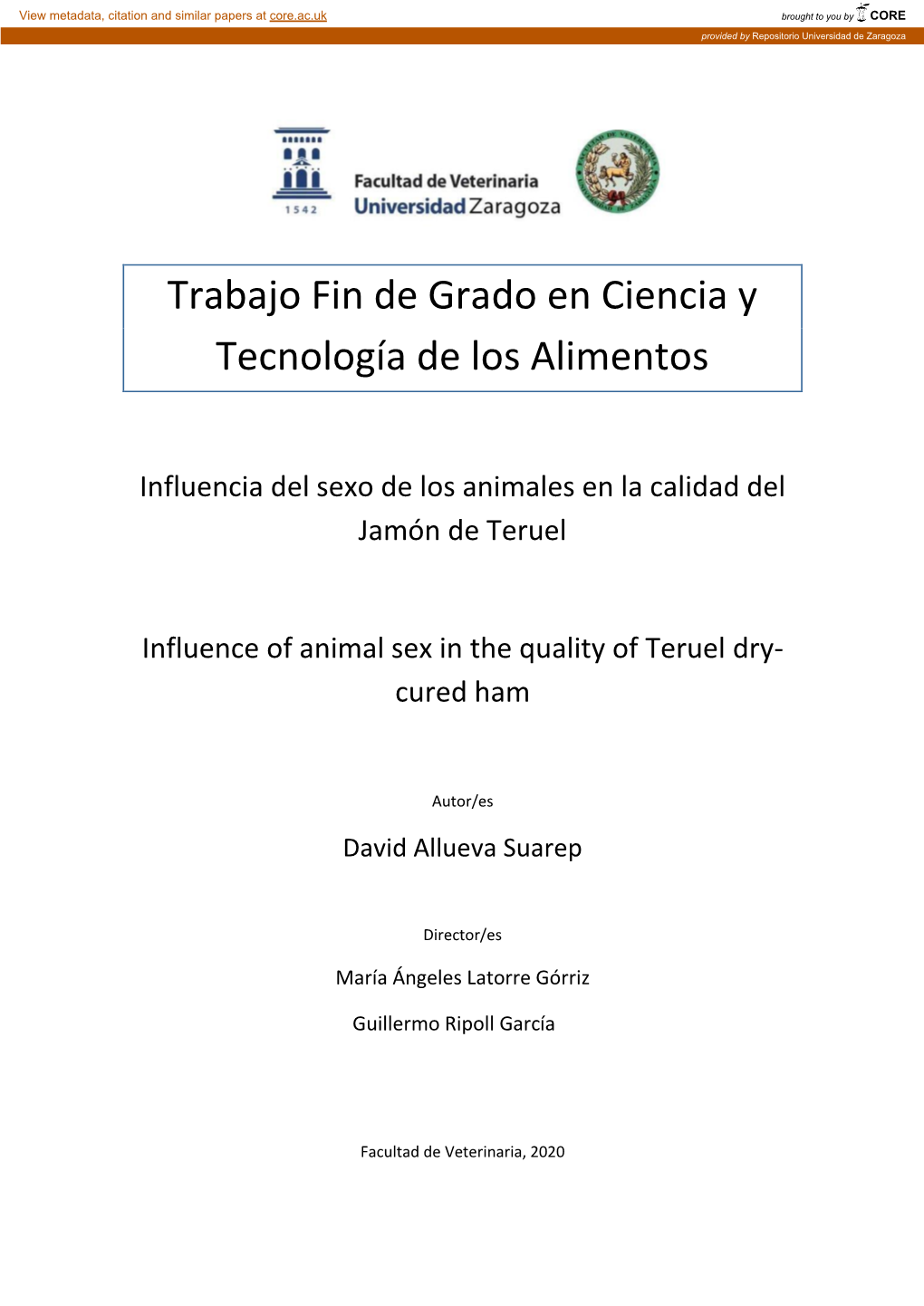 Trabajo Fin De Grado En Ciencia Y Tecnología De Los Alimentos