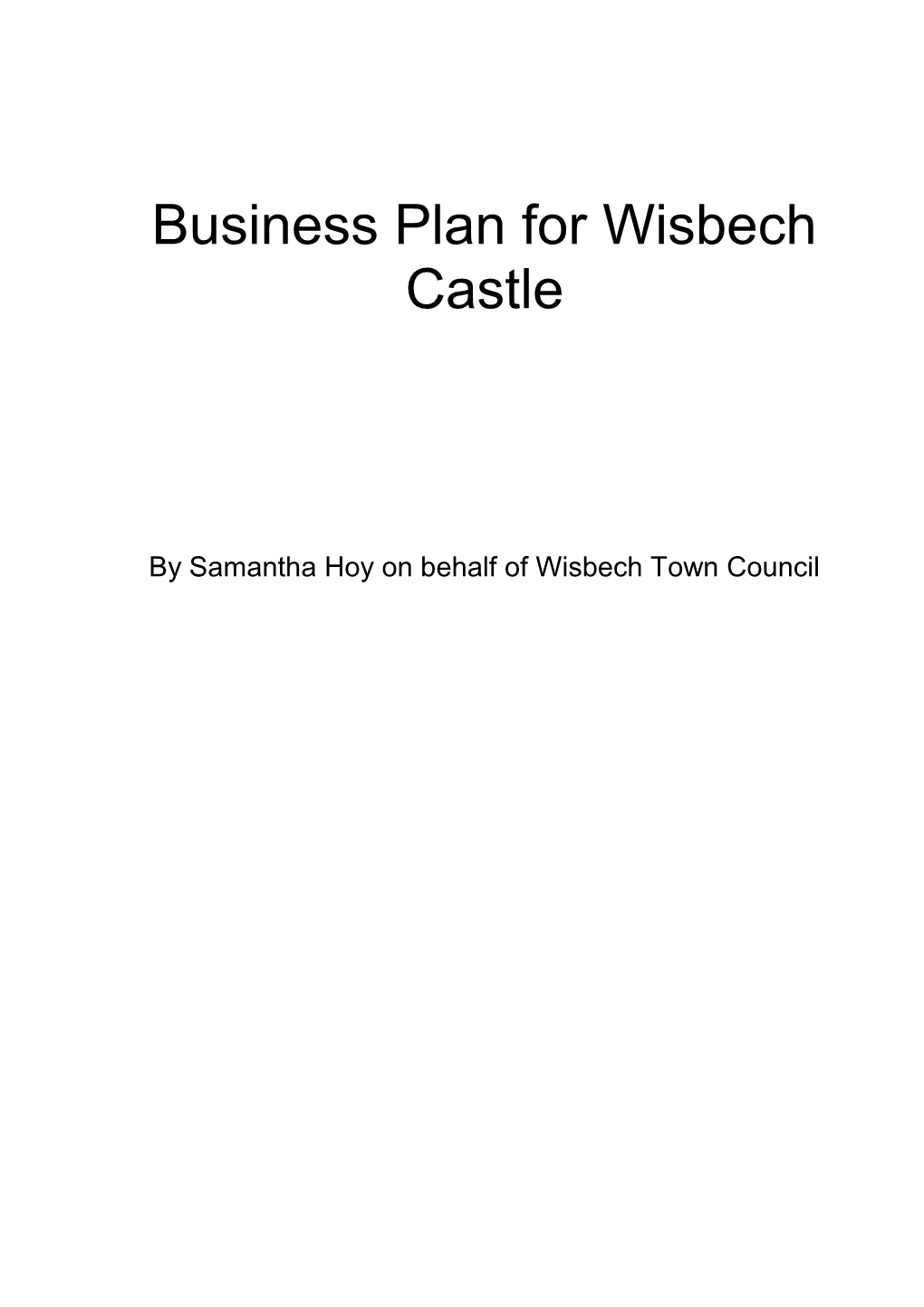 Business Plan for Wisbech Castle