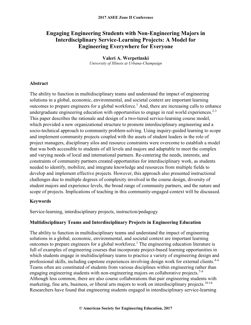 Engaging Engineering Students with Non-Engineering Majors in Interdisciplinary Service-Learning Projects: a Model for Engineering Everywhere for Everyone