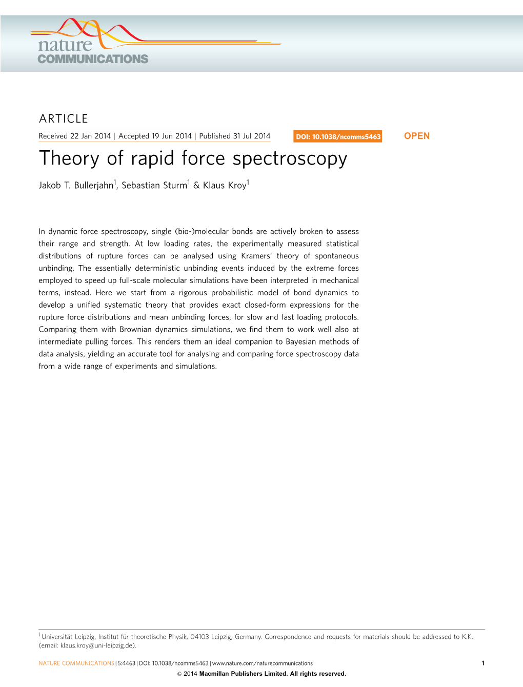 Theory of Rapid Force Spectroscopy