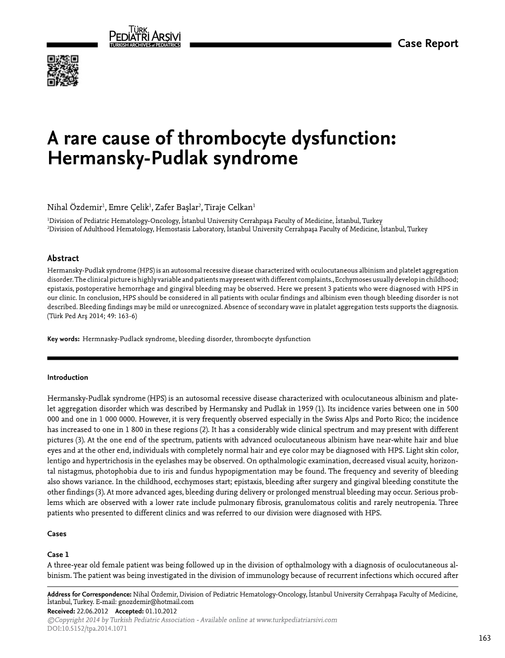 Hermansky-Pudlak Syndrome