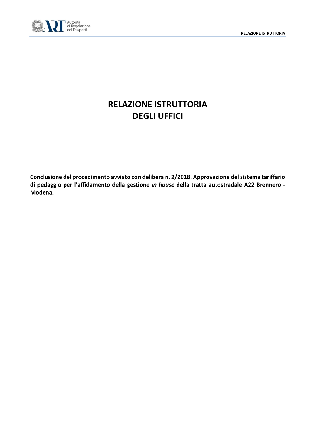 Relazione Istruttoria