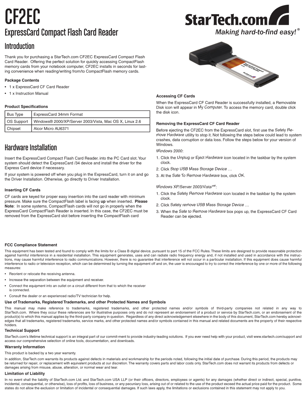 Expresscard Compact Flash Card Reader Introduction