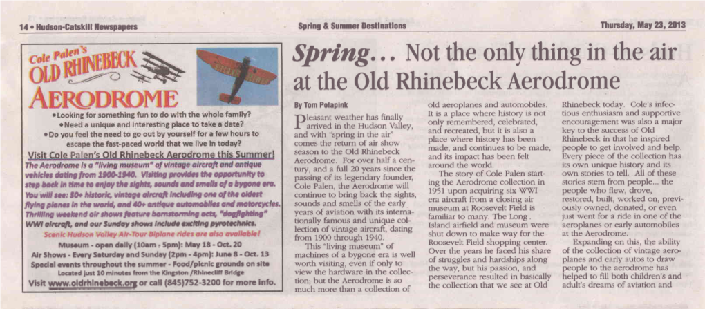 Spring... Not the Only Thing in the Ur at the Old Rhinebeck Aerodrome