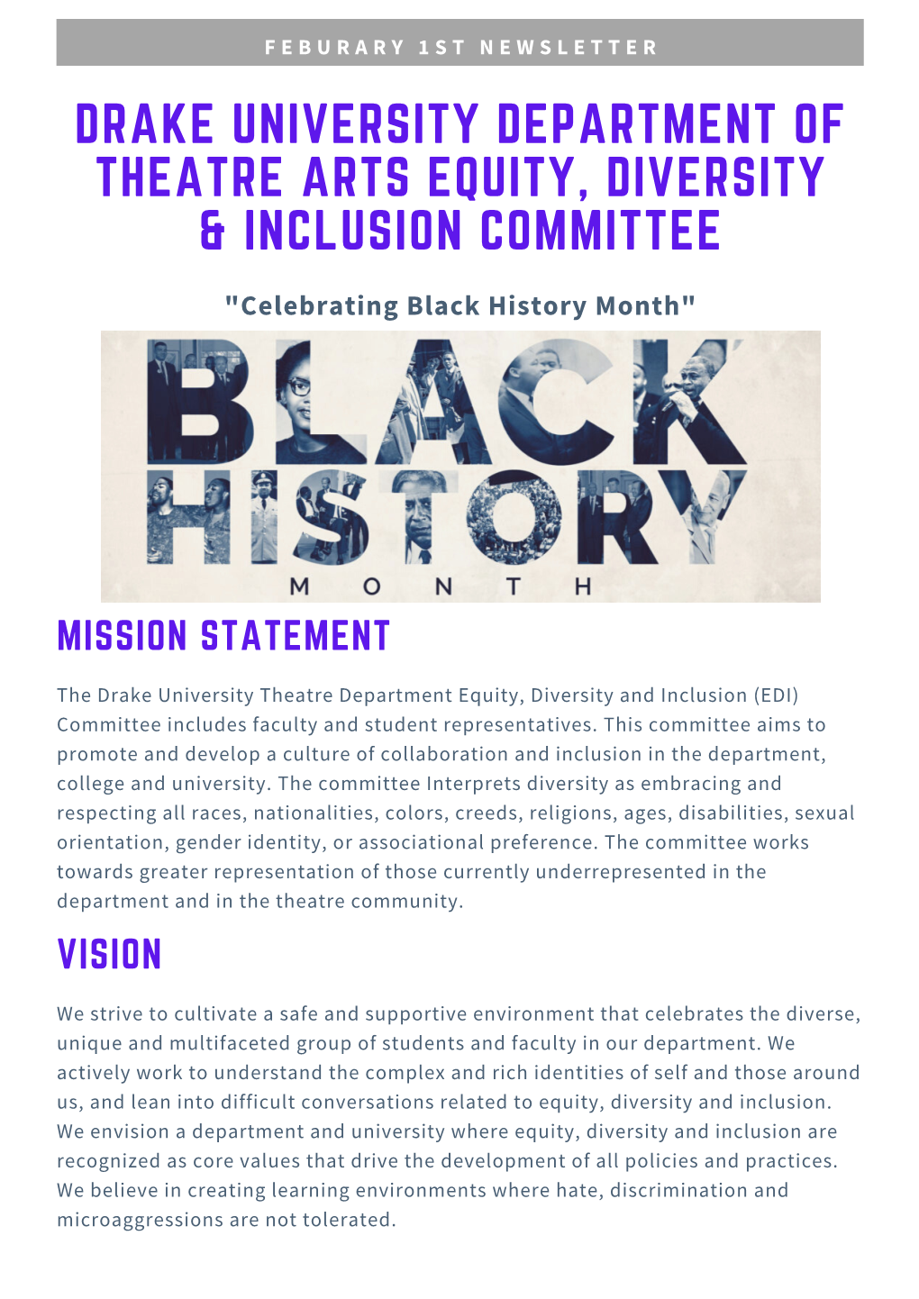 Celebrating Black History Month- Feb. 1, 2021