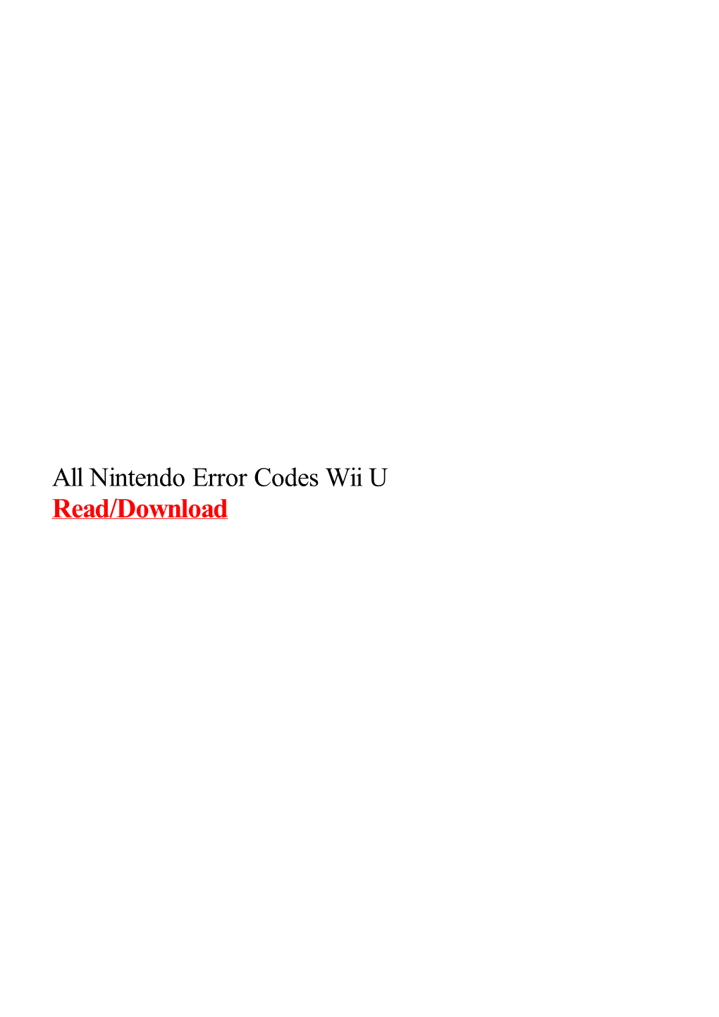 All Nintendo Error Codes Wii U