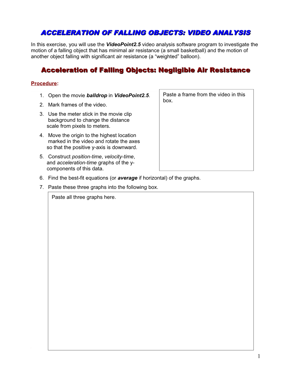 Acceleration of Falling Objects