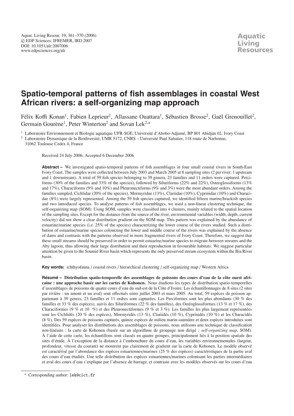 Spatio-Temporal Patterns of Fish Assemblages in Coastal West