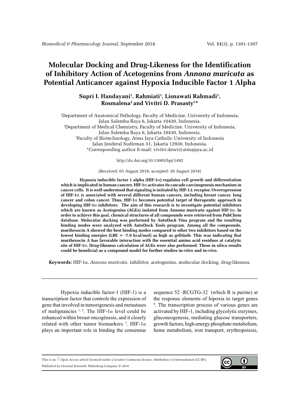 Molecular Docking and Drug-Likeness for the Identification