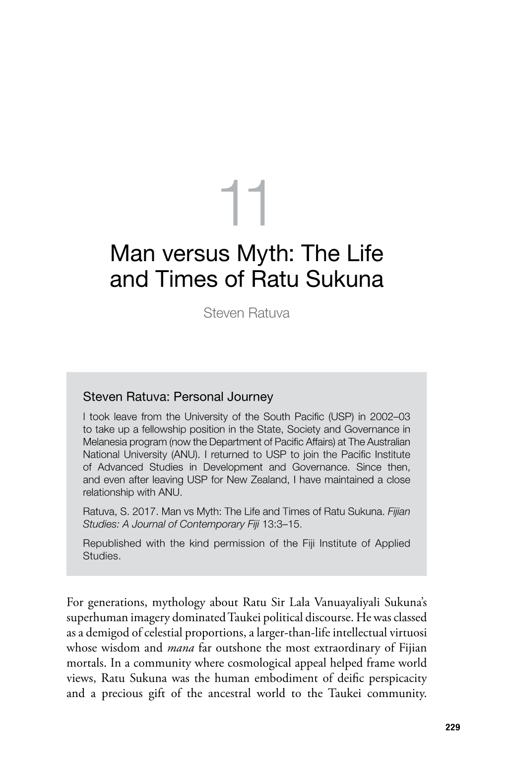 11. Man Versus Myth: the Life and Times of Ratu Sukuna
