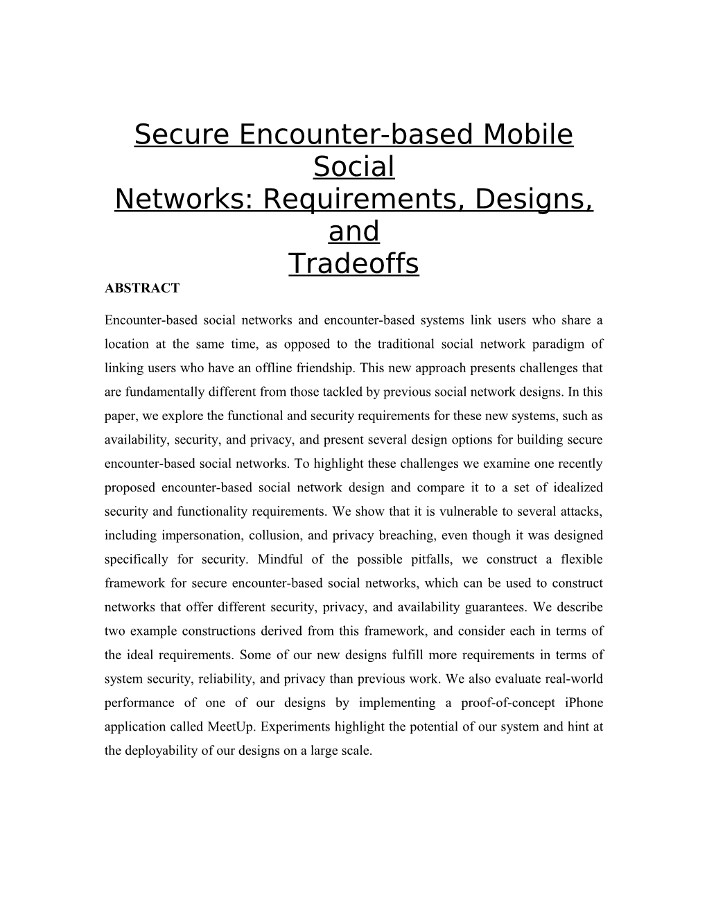 Secure Encounter-Based Mobile Social