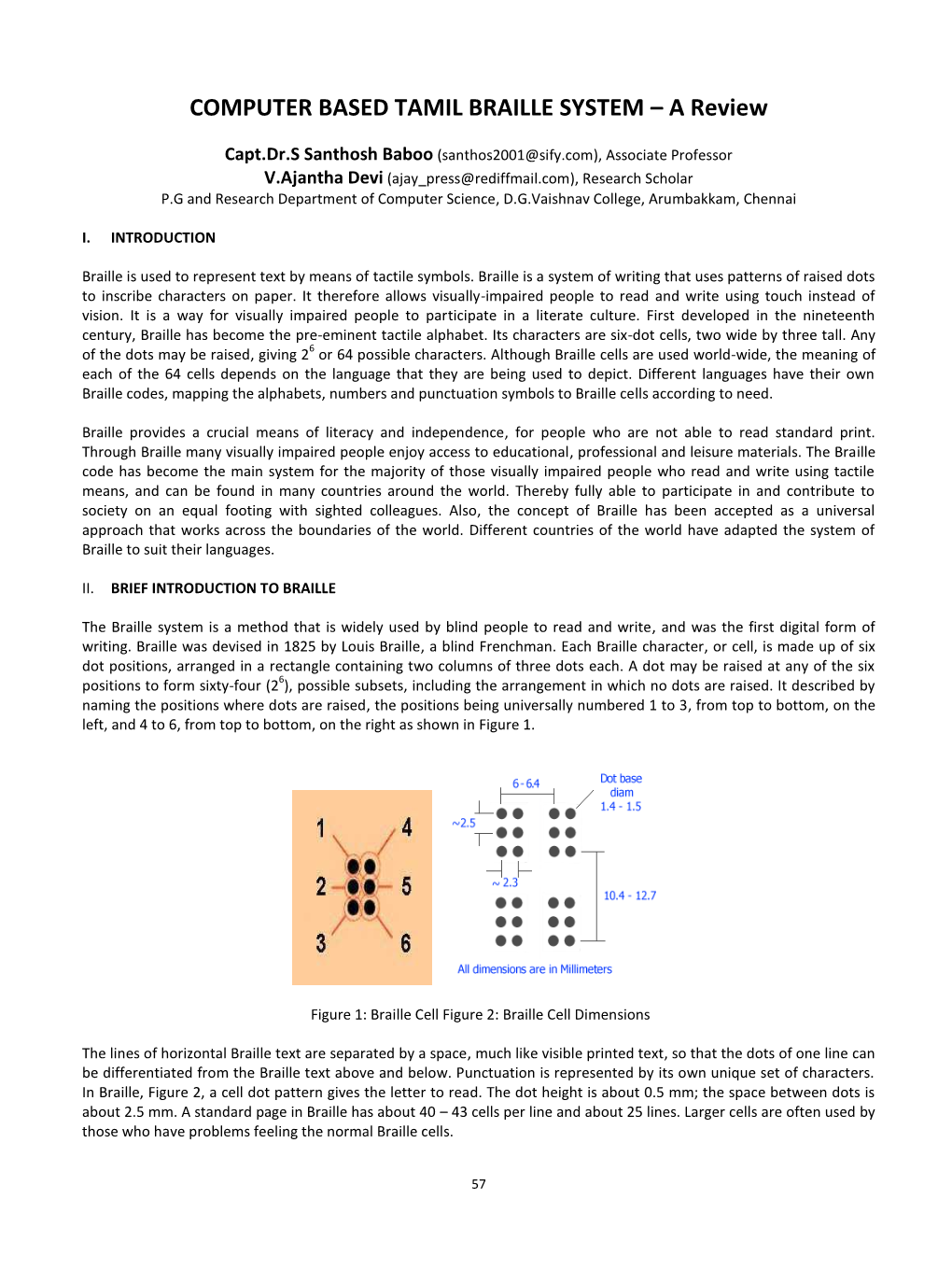 COMPUTER BASED TAMIL BRAILLE SYSTEM – a Review