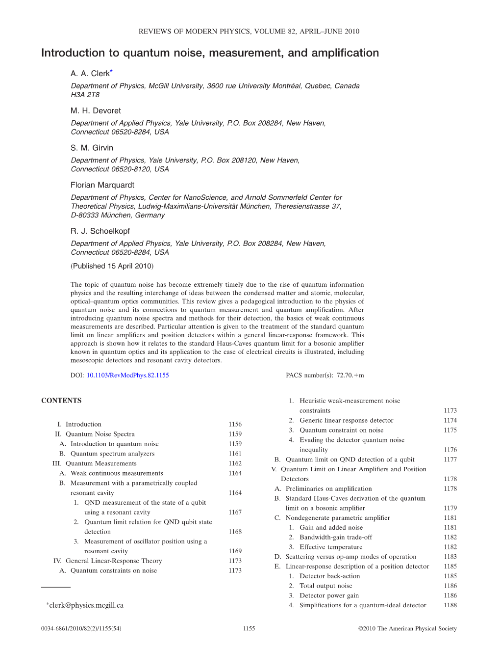 Introduction to Quantum Noise, Measurement, and Amplification