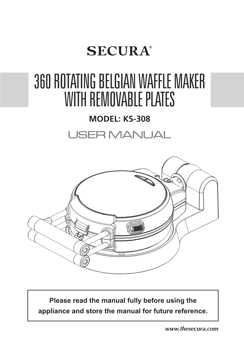 360 Rotating Belgian Waffle Maker with Removable Plates Model: Ks-308 User Manual