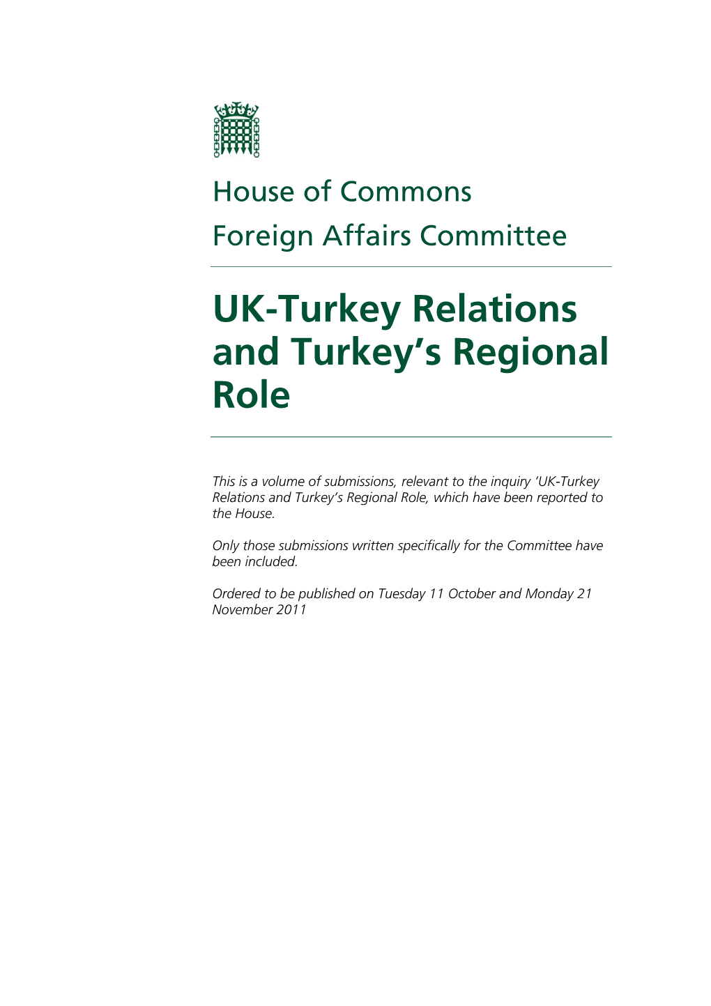 UK-Turkey Relations and Turkey's Regional Role