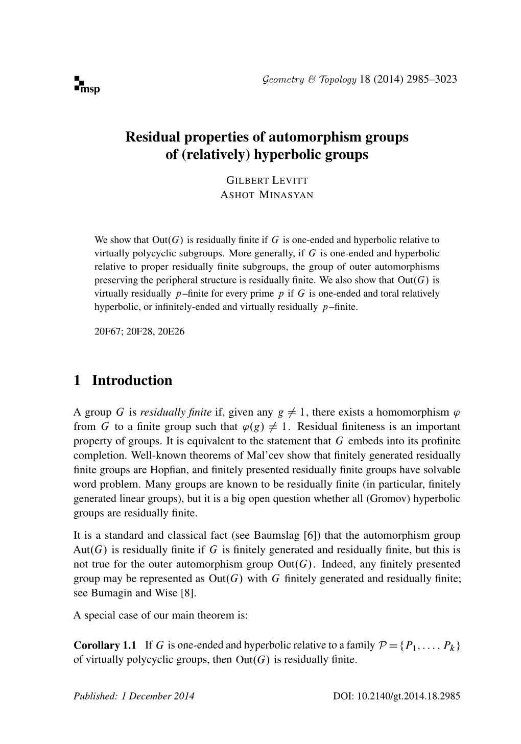 (Relatively) Hyperbolic Groups