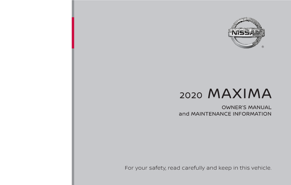 2020 Nissan Maxima | Owner's Manual and Maintenance Information