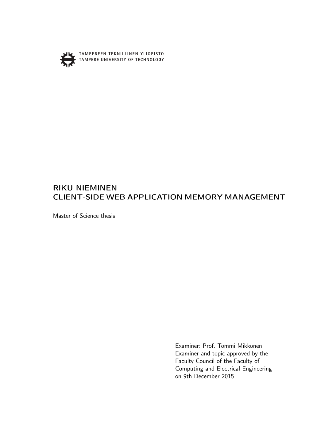 Client-Side Web Application Memory Management