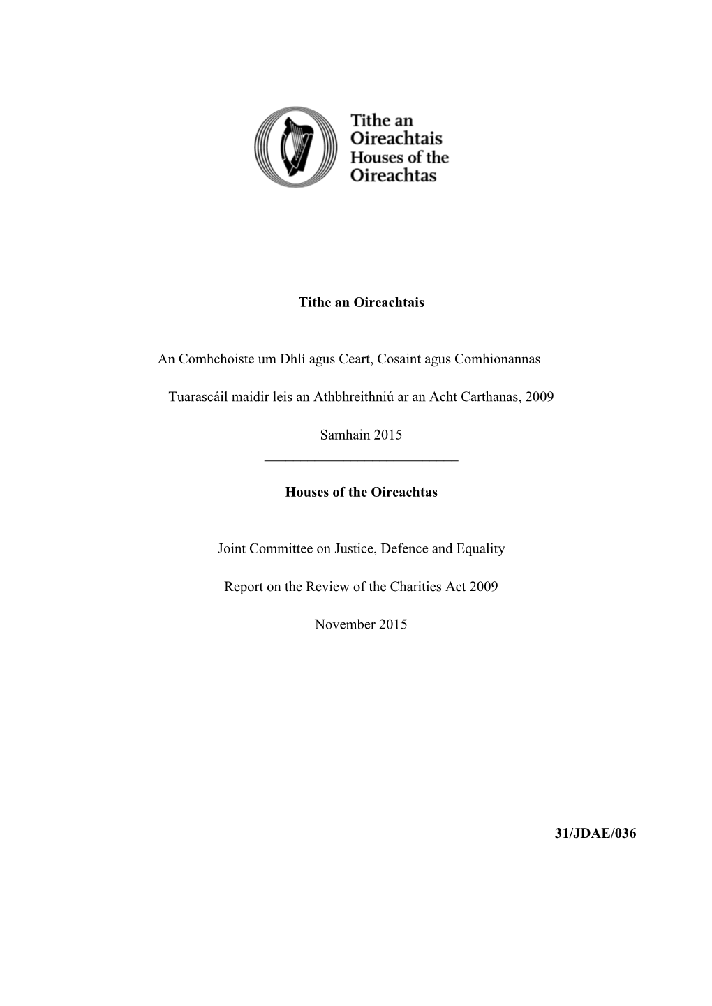 Report on the Review of the Charities Act 2009