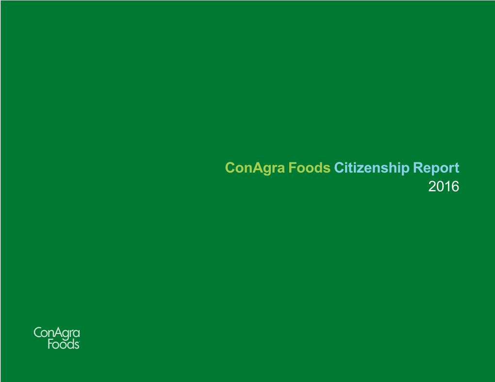 Conagra Foods Citizenship Report 2016 Table of Contents