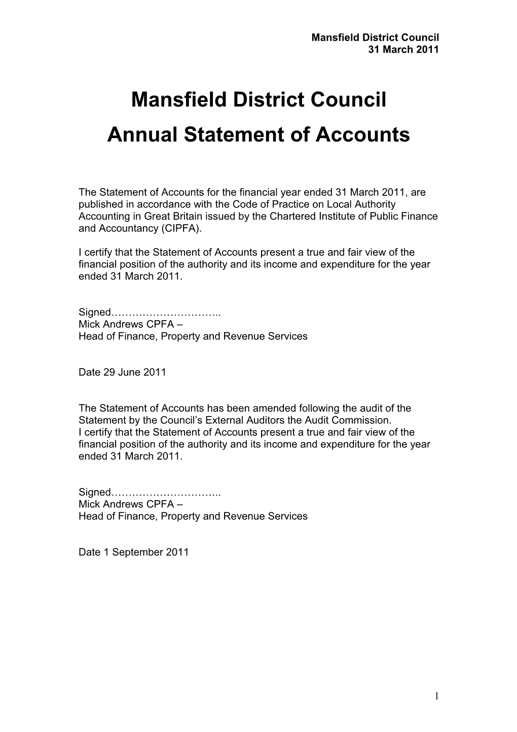 Statement of Accounting Policies