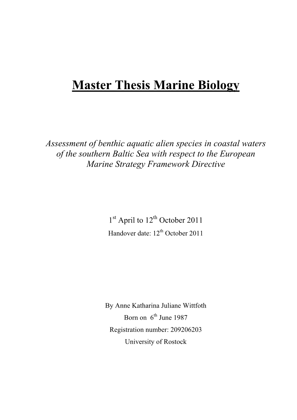 Master Thesis Marine Biology