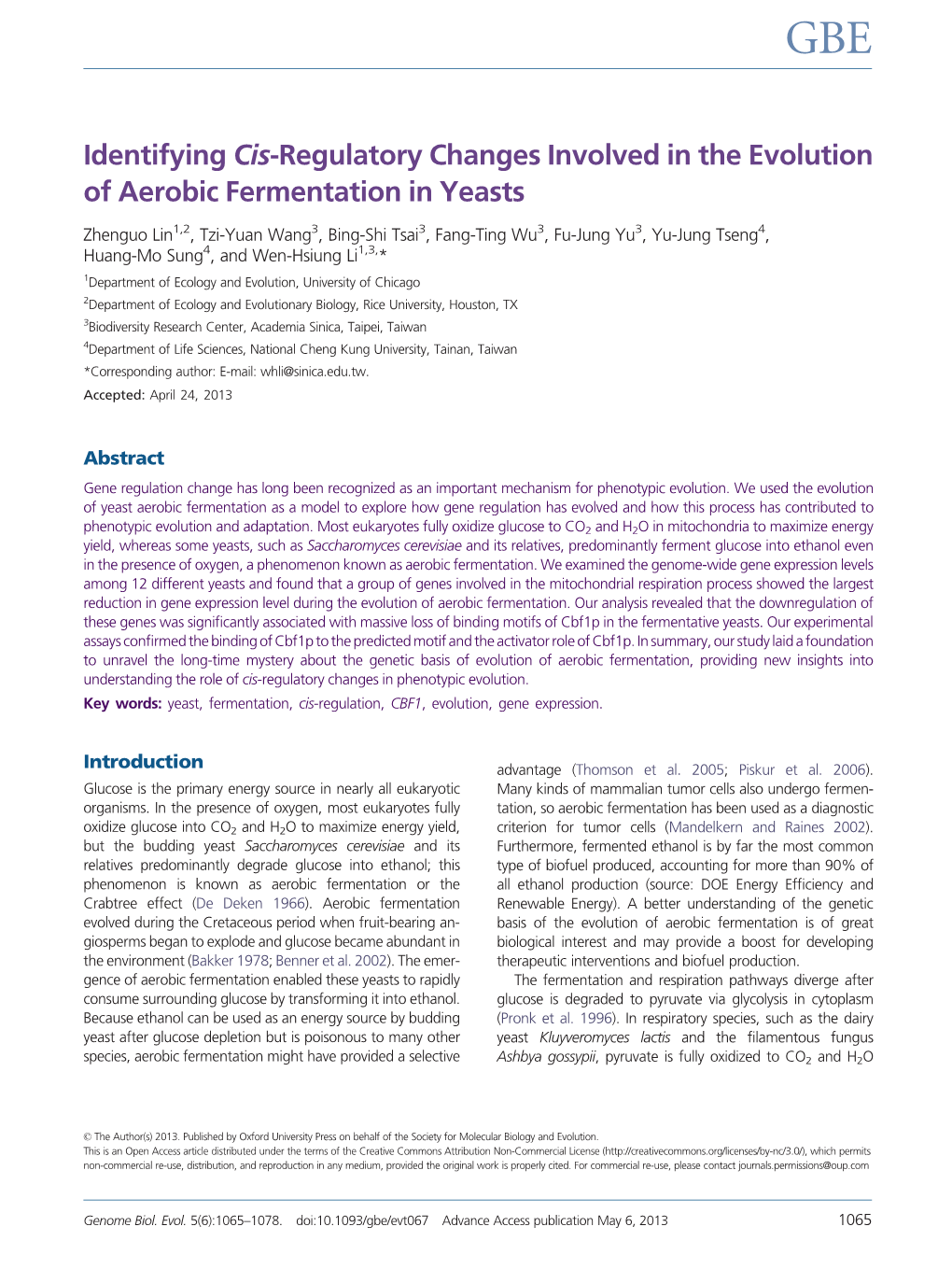 Identifying Cis-Regulatory Changes Involved in the Evolution of Aerobic Fermentation in Yeasts