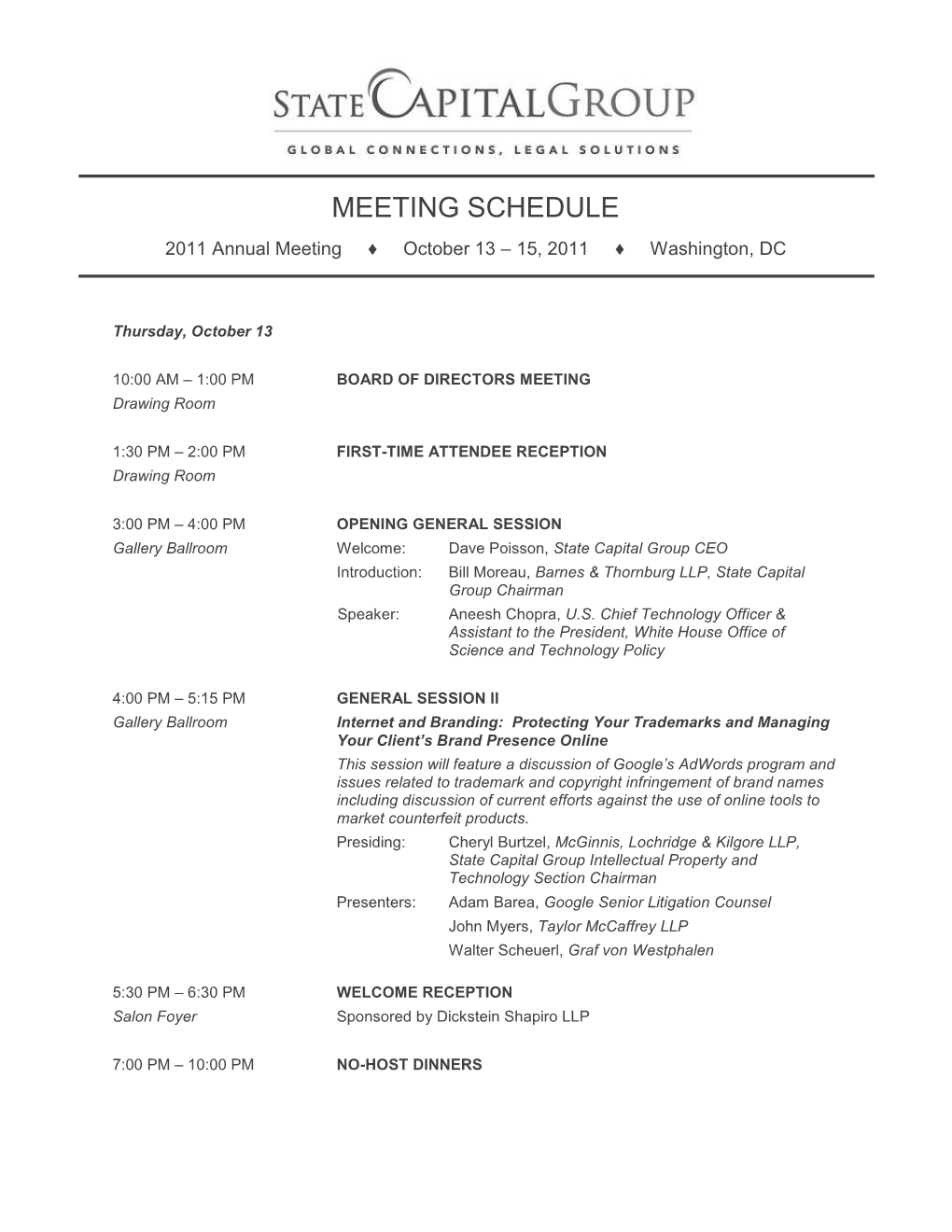 Meeting Schedule