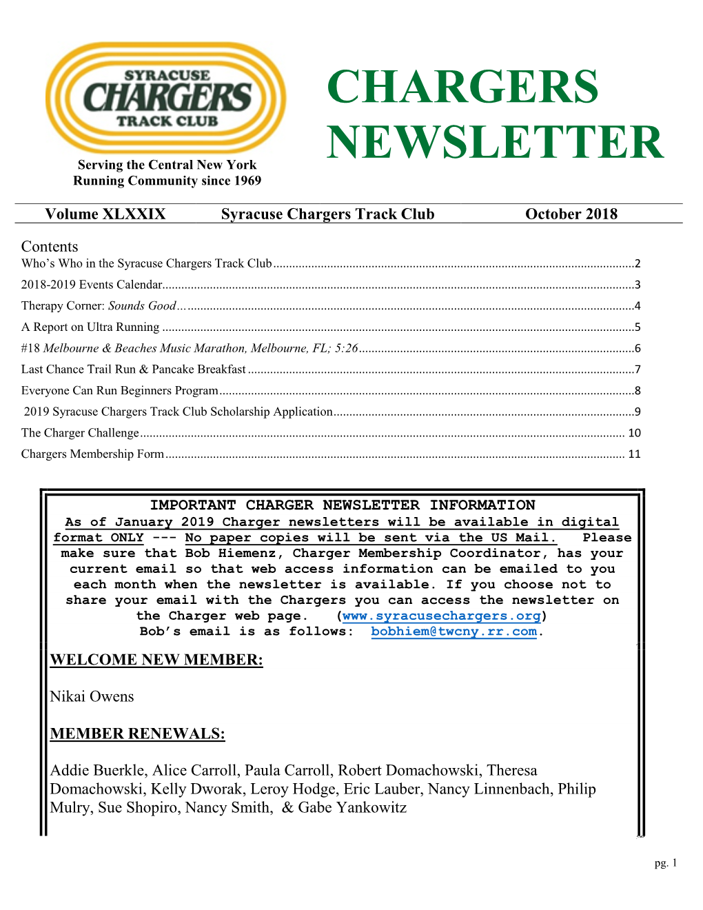 Chargers Newsletter Is Published Monthly and Scholastic Coach: Special Olympics: Delivered to Members and Subscribers