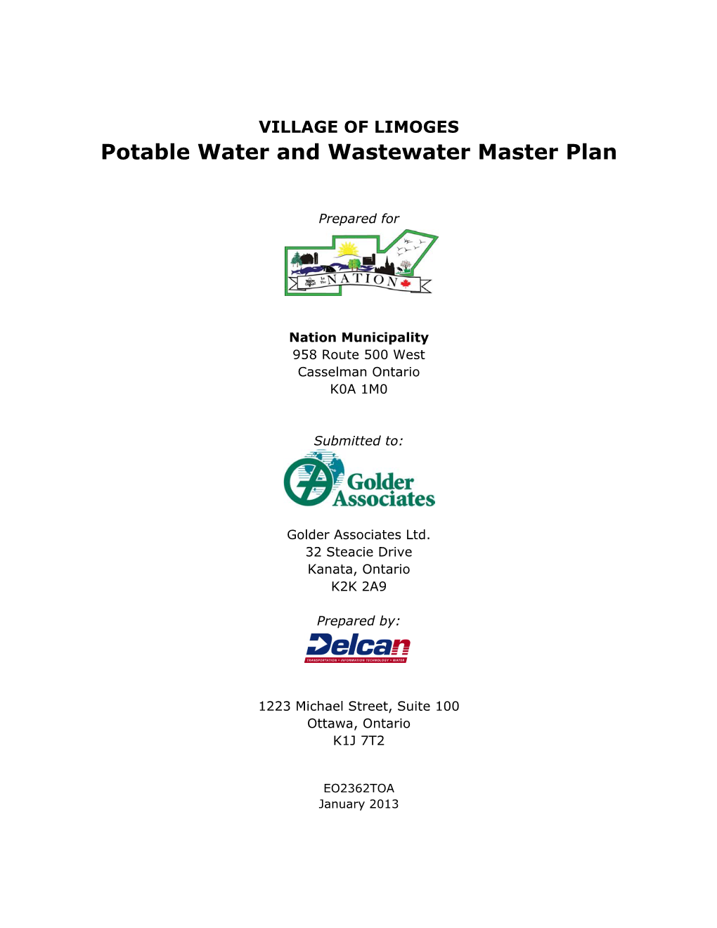 Potable Water and Wastewater Master Plan