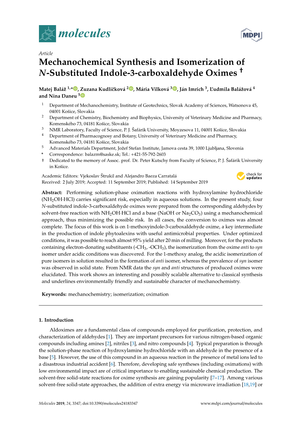 Mechanochemical Synthesis and Isomerization of N-Substituted