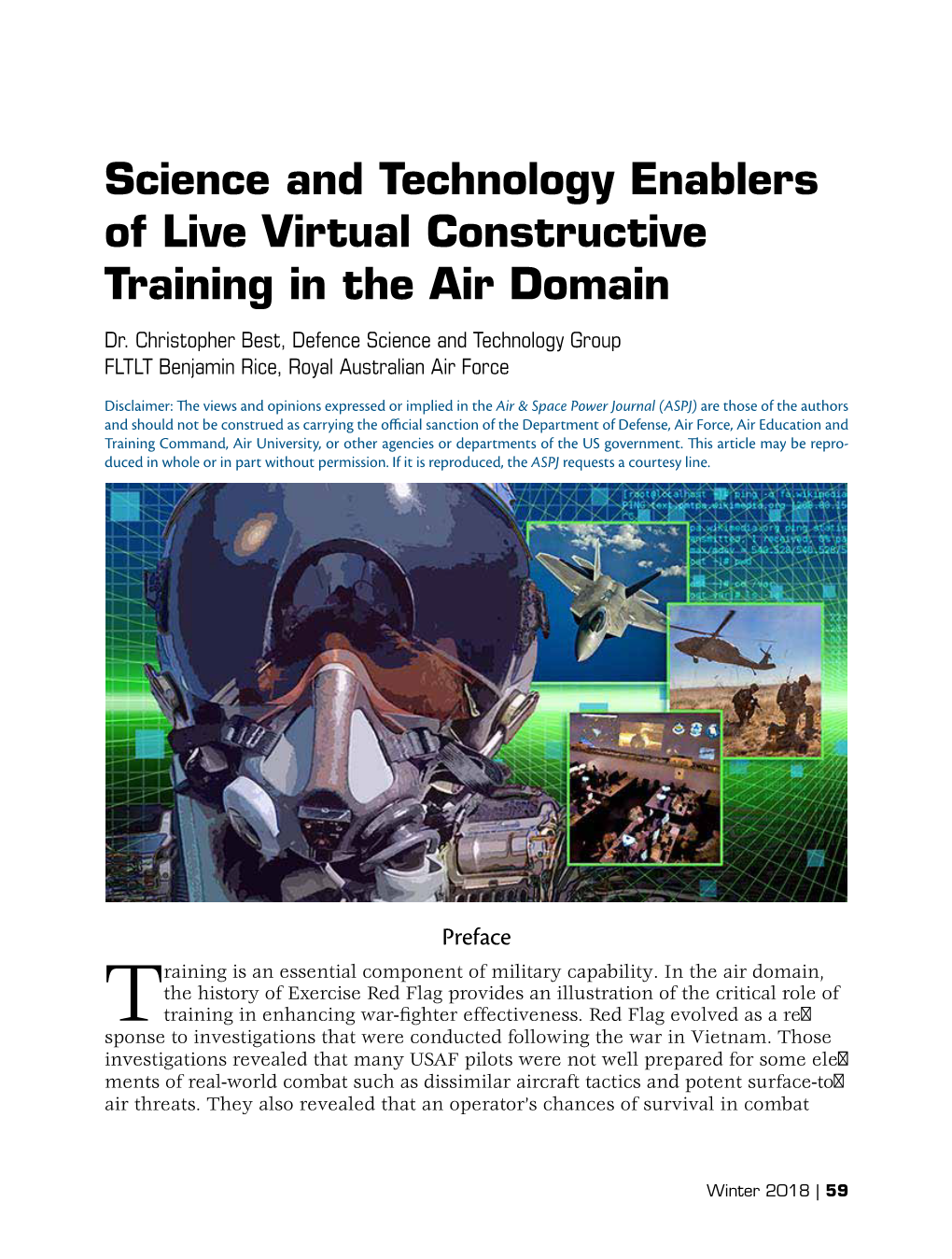 Science and Technology Enablers of Live Virtual Constructive Training in the Air Domain Dr