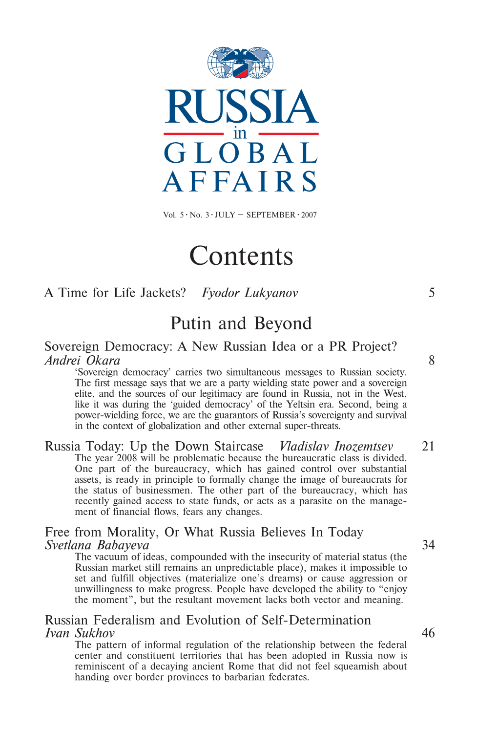 Russia in Global Affairs July