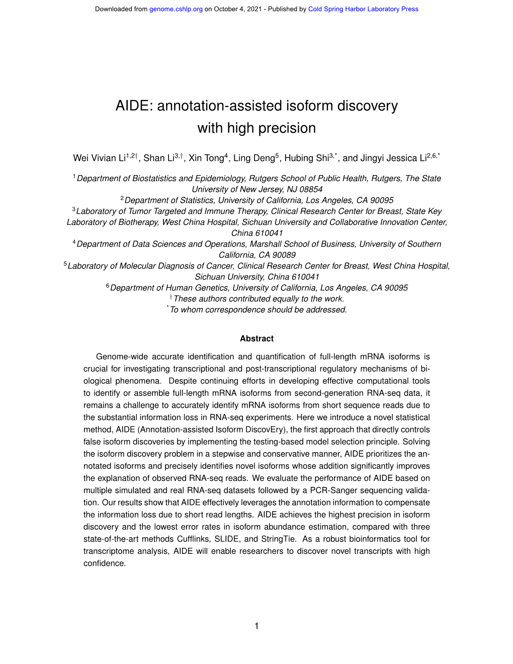 AIDE: Annotation-Assisted Isoform Discovery with High Precision